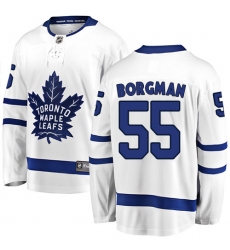 Youth Toronto Maple Leafs #55 Andreas Borgman Fanatics Branded White Away Breakaway NHL Jersey