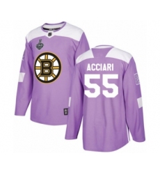 Men's Boston Bruins #55 Noel Acciari Authentic Purple Fights Cancer Practice 2019 Stanley Cup Final Bound Hockey Jersey