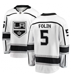 Men's Los Angeles Kings #5 Christian Folin Authentic White Away Fanatics Branded Breakaway NHL Jersey