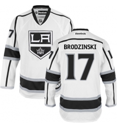Men's Reebok Los Angeles Kings #17 Jonny Brodzinski Authentic White Away NHL Jersey