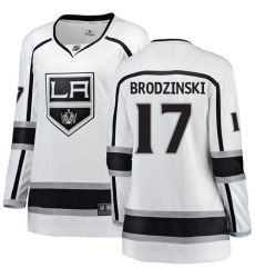 Women's Los Angeles Kings #17 Jonny Brodzinski Authentic White Away Fanatics Branded Breakaway NHL Jersey