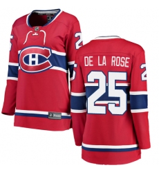 Women's Montreal Canadiens #25 Jacob de la Rose Authentic Red Home Fanatics Branded Breakaway NHL Jersey