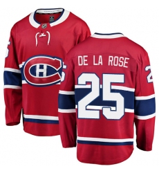 Youth Montreal Canadiens #25 Jacob de la Rose Authentic Red Home Fanatics Branded Breakaway NHL Jersey
