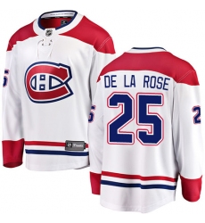 Youth Montreal Canadiens #25 Jacob de la Rose Authentic White Away Fanatics Branded Breakaway NHL Jersey