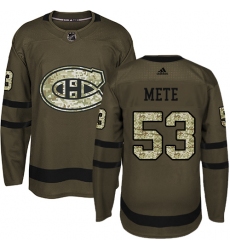 Youth Adidas Montreal Canadiens #53 Victor Mete Premier Green Salute to Service NHL Jersey