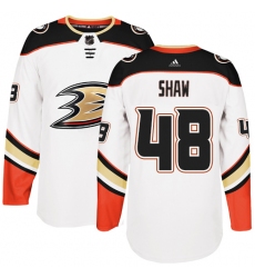 Youth Adidas Anaheim Ducks #48 Logan Shaw Authentic White Away NHL Jersey