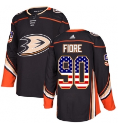 Youth Adidas Anaheim Ducks #90 Giovanni Fiore Authentic Black USA Flag Fashion NHL Jersey