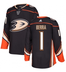 Youth Adidas Anaheim Ducks #1 Reto Berra Authentic Black Home NHL Jersey