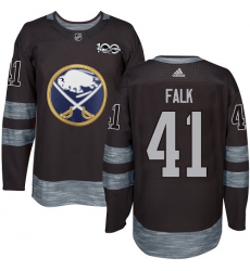 Men's Adidas Buffalo Sabres #41 Justin Falk Authentic Black 1917-2017 100th Anniversary NHL Jersey