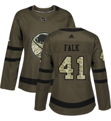 Women's Adidas Buffalo Sabres #41 Justin Falk Authentic Green Salute to Service NHL Jersey