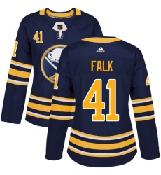 Women's Adidas Buffalo Sabres #41 Justin Falk Authentic Navy Blue Home NHL Jersey