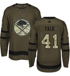 Youth Adidas Buffalo Sabres #41 Justin Falk Authentic Green Salute to Service NHL Jersey