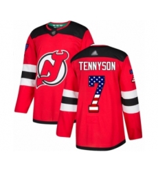 Youth New Jersey Devils #7 Matt Tennyson Authentic Red USA Flag Fashion Hockey Jersey