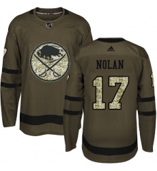 Men's Adidas Buffalo Sabres #17 Jordan Nolan Authentic Green Salute to Service NHL Jersey