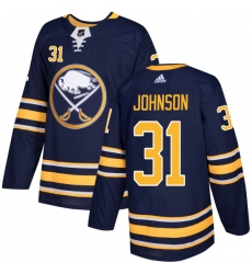 Men's Adidas Buffalo Sabres #31 Chad Johnson Premier Navy Blue Home NHL Jersey