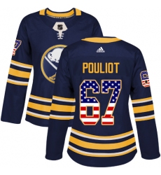 Women's Adidas Buffalo Sabres #67 Benoit Pouliot Authentic Navy Blue USA Flag Fashion NHL Jersey