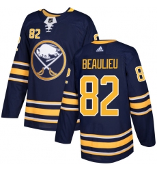 Men's Adidas Buffalo Sabres #82 Nathan Beaulieu Authentic Navy Blue Home NHL Jersey