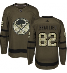 Youth Adidas Buffalo Sabres #82 Nathan Beaulieu Authentic Green Salute to Service NHL Jersey