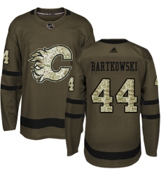 Men's Adidas Calgary Flames #44 Matt Bartkowski Premier Green Salute to Service NHL Jersey