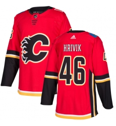 Youth Adidas Calgary Flames #46 Marek Hrivik Authentic Red Home NHL Jersey