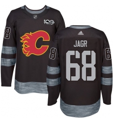 Men's Adidas Calgary Flames #68 Jaromir Jagr Authentic Black 1917-2017 100th Anniversary NHL Jersey