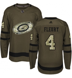Youth Adidas Carolina Hurricanes #4 Haydn Fleury Premier Green Salute to Service NHL Jersey