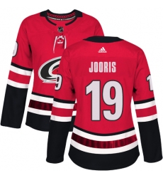 Women's Adidas Carolina Hurricanes #19 Josh Jooris Authentic Red Home NHL Jersey