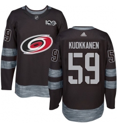 Men's Adidas Carolina Hurricanes #59 Janne Kuokkanen Authentic Black 1917-2017 100th Anniversary NHL Jersey