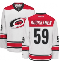 Men's Reebok Carolina Hurricanes #59 Janne Kuokkanen Authentic White Away NHL Jersey