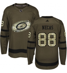 Men's Adidas Carolina Hurricanes #88 Martin Necas Premier Green Salute to Service NHL Jersey