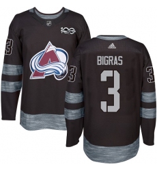 Men's Adidas Colorado Avalanche #3 Chris Bigras Premier Black 1917-2017 100th Anniversary NHL Jersey