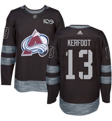 Men's Adidas Colorado Avalanche #13 Alexander Kerfoot Authentic Black 1917-2017 100th Anniversary NHL Jersey