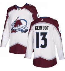 Men's Adidas Colorado Avalanche #13 Alexander Kerfoot White Road Authentic Stitched NHL Jersey