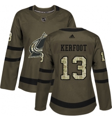Women's Adidas Colorado Avalanche #13 Alexander Kerfoot Authentic Green Salute to Service NHL Jersey