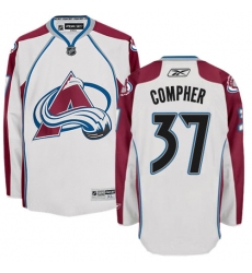 Men's Reebok Colorado Avalanche #37 J.T. Compher Authentic White Away NHL Jersey
