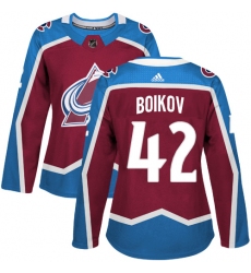 Women's Adidas Colorado Avalanche #42 Sergei Boikov Premier Burgundy Red Home NHL Jersey