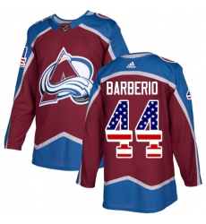 Men's Adidas Colorado Avalanche #44 Mark Barberio Authentic Burgundy Red USA Flag Fashion NHL Jersey