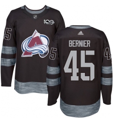Men's Adidas Colorado Avalanche #45 Jonathan Bernier Premier Black 1917-2017 100th Anniversary NHL Jersey