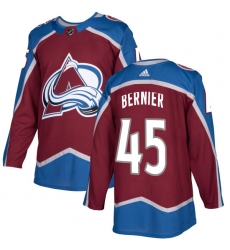 Men's Adidas Colorado Avalanche #45 Jonathan Bernier Premier Burgundy Red Home NHL Jersey