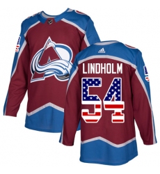 Youth Adidas Colorado Avalanche #54 Anton Lindholm Authentic Burgundy Red USA Flag Fashion NHL Jersey
