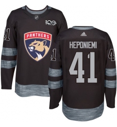 Men's Adidas Florida Panthers #41 Aleksi Heponiemi Premier Black 1917-2017 100th Anniversary NHL Jersey