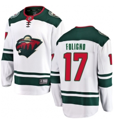 Men's Minnesota Wild #17 Marcus Foligno Authentic White Away Fanatics Branded Breakaway NHL Jersey