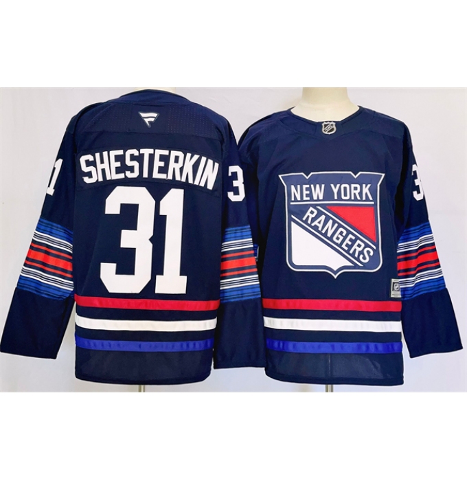 Men's New York Rangers #31 Igor Shesterkin Navy 2024-25 Stitched Jersey