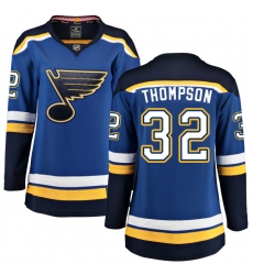Women's St. Louis Blues #32 Tage Thompson Fanatics Branded Royal Blue Home Breakaway NHL Jersey