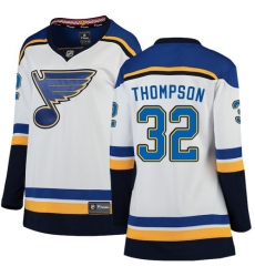 Women's St. Louis Blues #32 Tage Thompson Fanatics Branded White Away Breakaway NHL Jersey