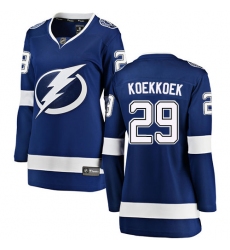 Women's Tampa Bay Lightning #29 Slater Koekkoek Fanatics Branded Royal Blue Home Breakaway NHL Jersey