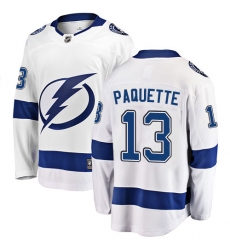 Men's Tampa Bay Lightning #13 Cedric Paquette Fanatics Branded White Away Breakaway NHL Jersey