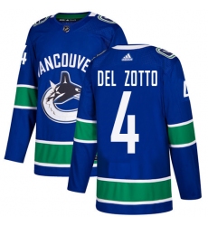 Youth Adidas Vancouver Canucks #4 Michael Del Zotto Premier Blue Home NHL Jersey