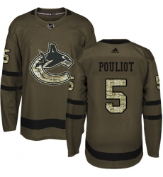 Men's Adidas Vancouver Canucks #5 Derrick Pouliot Premier Green Salute to Service NHL Jersey