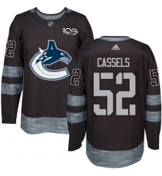 Men's Adidas Vancouver Canucks #52 Cole Cassels Premier Black 1917-2017 100th Anniversary NHL Jersey